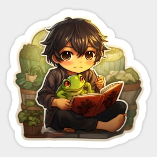 Cottagecore Anime Frog Boy Sticker Sticker